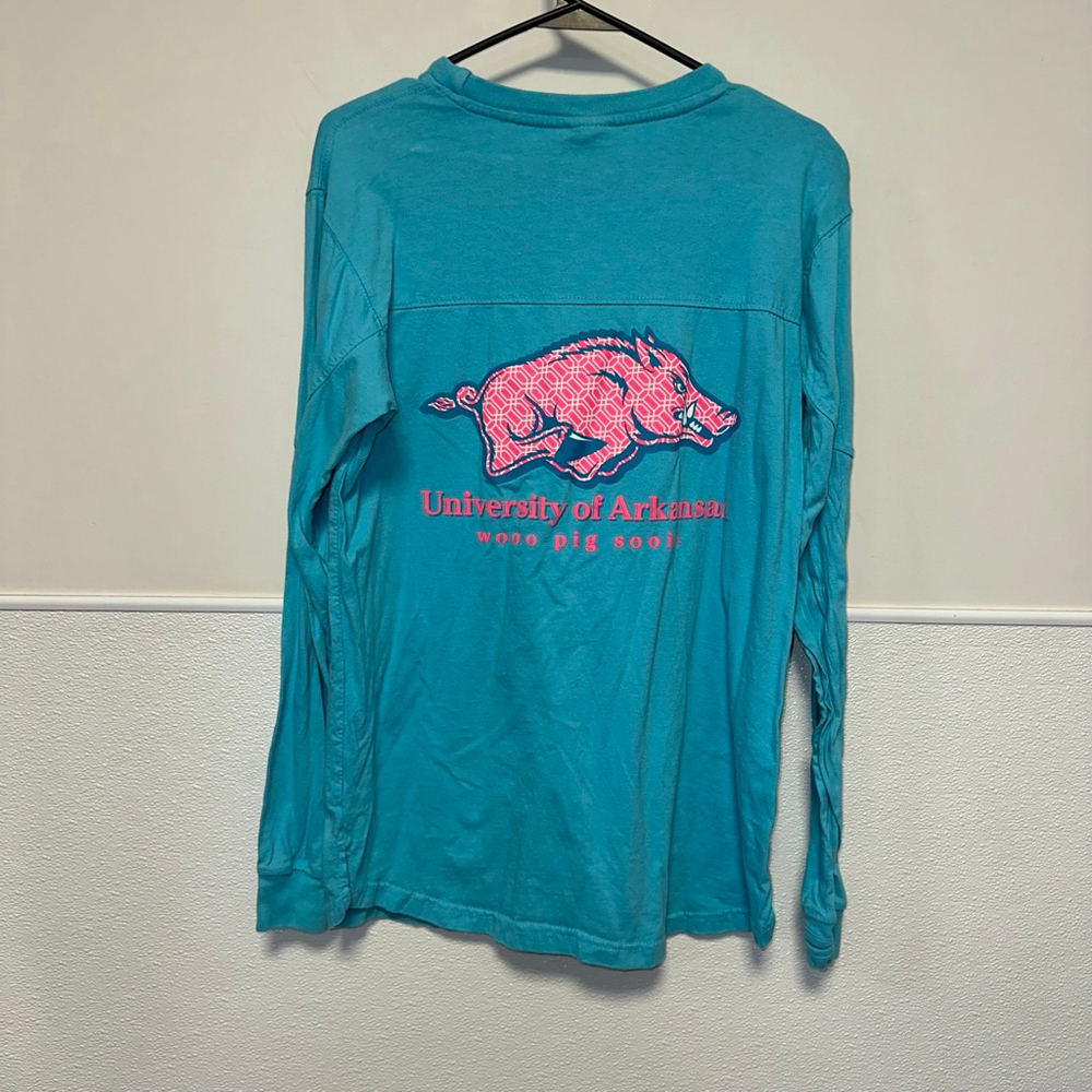 Pressbox University of Arkansas Teal Pink Long Sleeve Tee Small Women’s